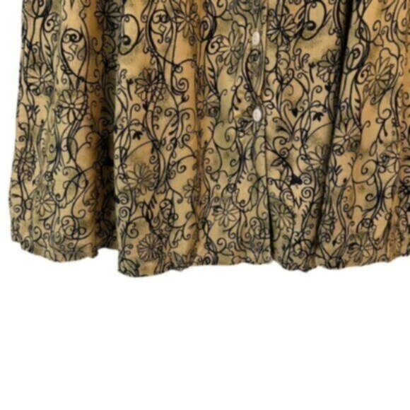 Parsons Place | Tan & Black Floral Print Button Down Maxi Skirt Size XL - Picture 3 of 10